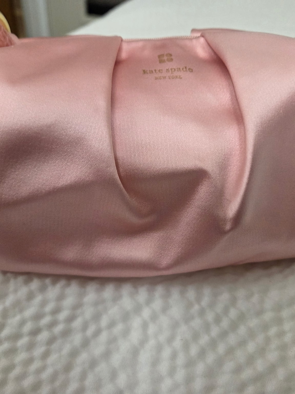Kate Spade Satin Barbie Pink Clutch With Gold Handles